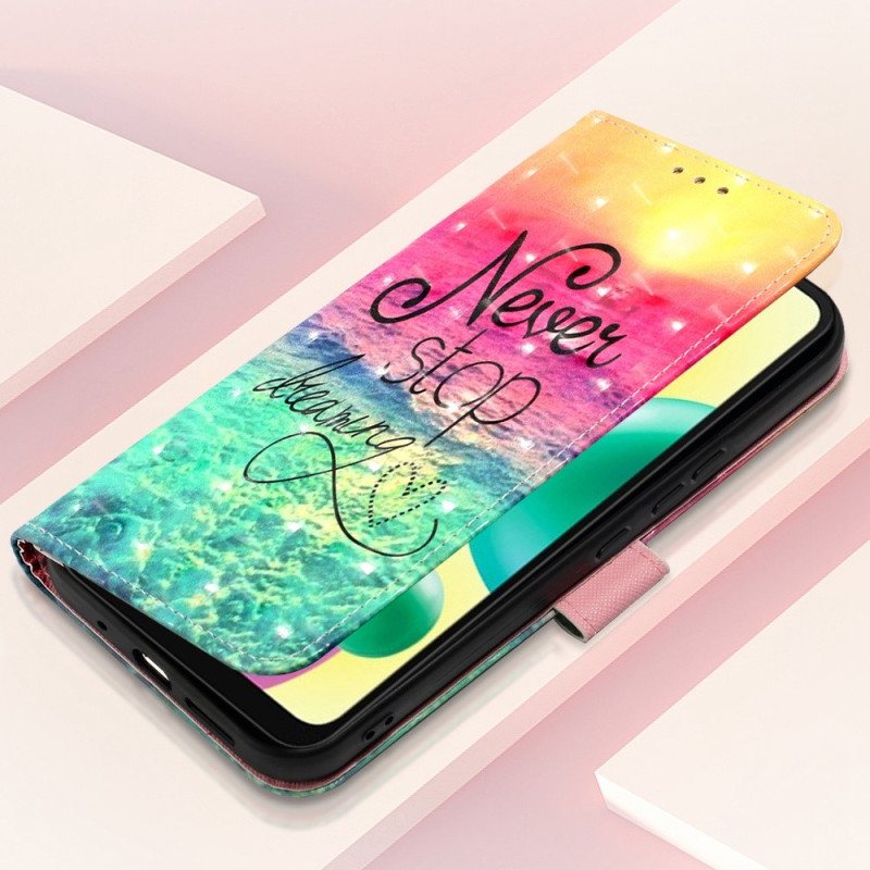 Lærdeksel Til Xiaomi Redmi 10A Med Kjede Slutt Aldri Å Drømme Strappy