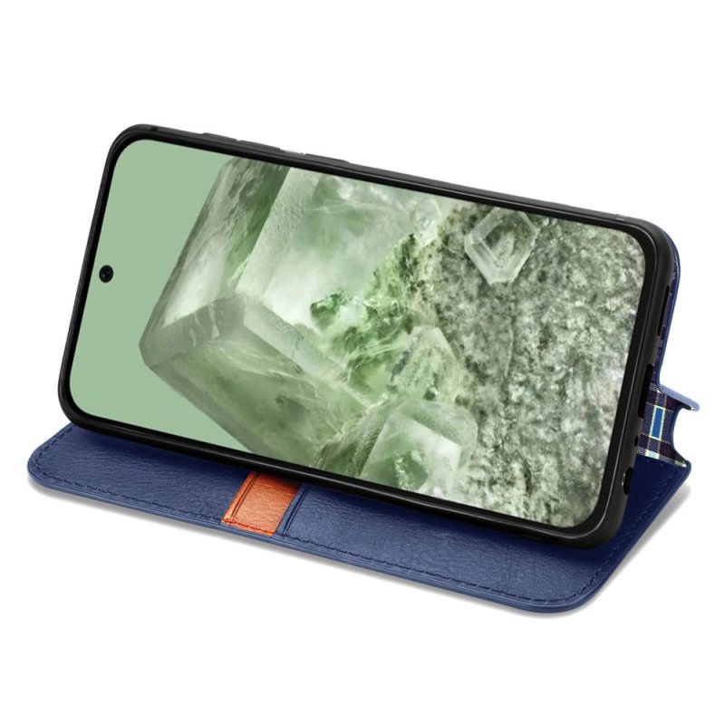 Folio Deksel Lær Google Pixel 8a Mobildeksel Diamantmønster I Semsket Skinneffekt
