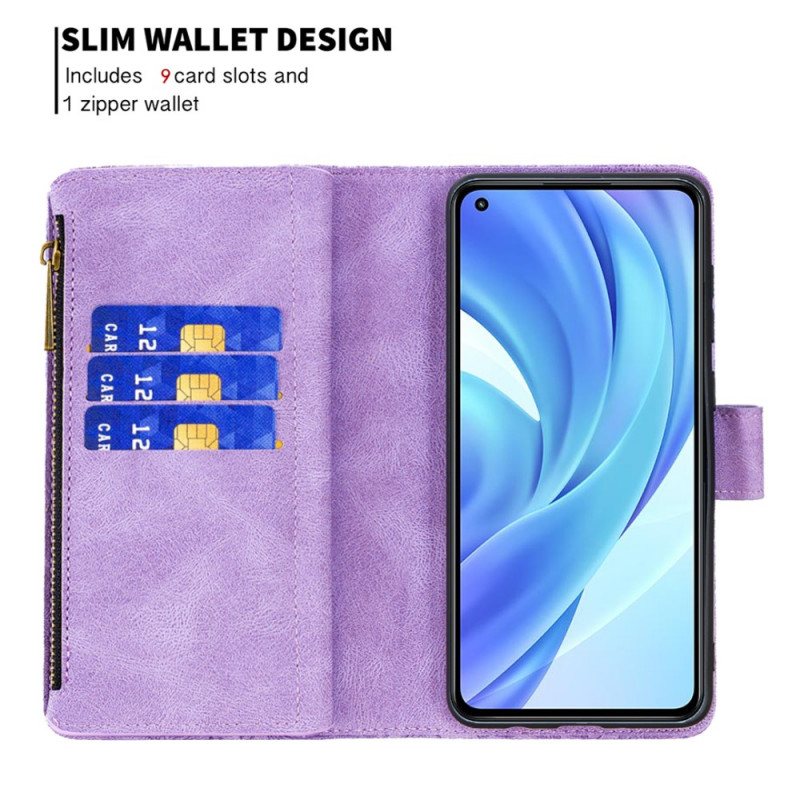 Lærdeksel Til Xiaomi Mi 11 Lite 4G / 5G / 5G NE Butterfly Barokk Lomme Med Glidelås
