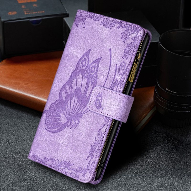 Lærdeksel Til Xiaomi Mi 11 Lite 4G / 5G / 5G NE Butterfly Barokk Lomme Med Glidelås