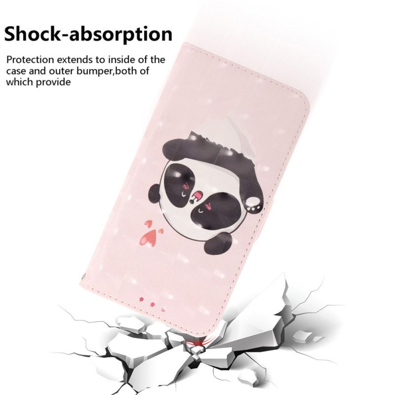 Folio Deksel Samsung Galaxy S24 Ultra 5g Panda Love Med Stropp Beskyttelse Deksel