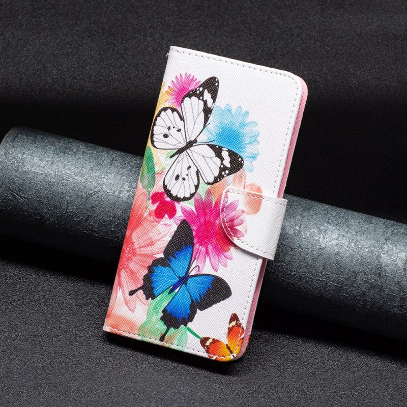 Folio Deksel Samsung Galaxy S24 Ultra 5g To Sommerfugler Beskyttelse Deksel