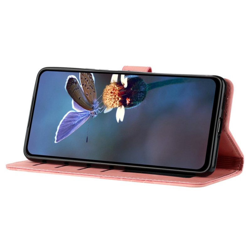 Lærdeksel Folio Deksel Samsung Galaxy S24 Ultra 5g Mobildeksel Blomster Med Stropp