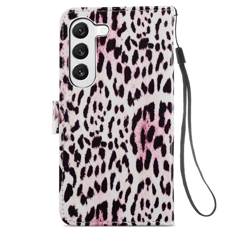Lærdeksel Folio Deksel Samsung Galaxy S24 Plus 5g Leopardeffektstropp
