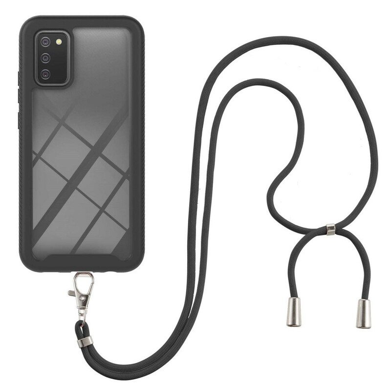 Deksel Til Samsung Galaxy A02s Hybrid Med Ledning Og Farget Kontur