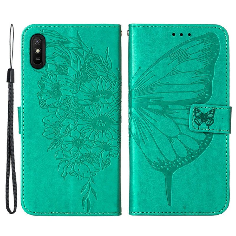 Folio Deksel Til Xiaomi Redmi 9A Sommerfugl Design