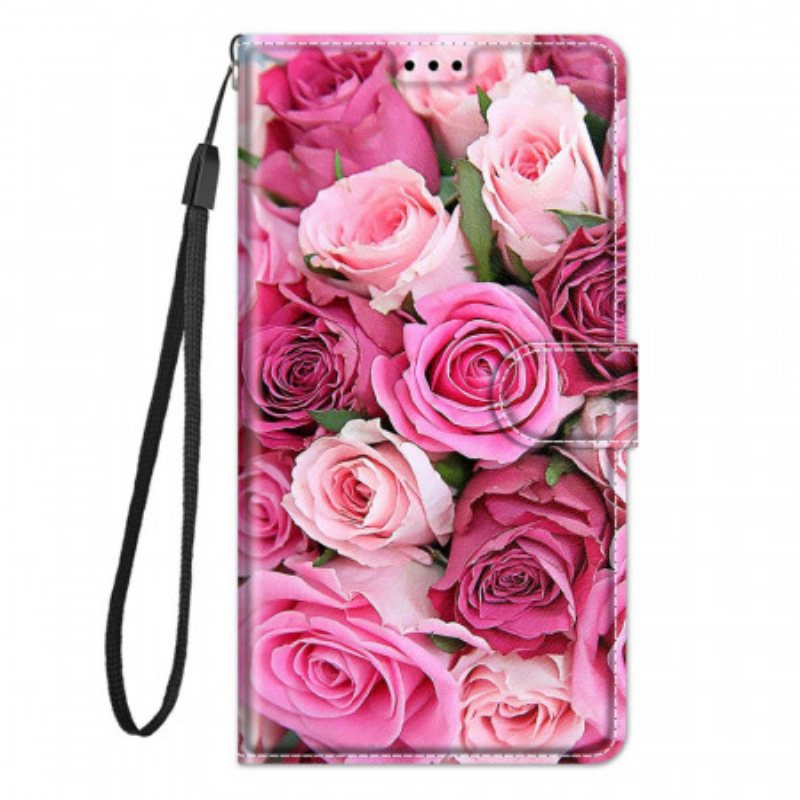 Folio Deksel Til Xiaomi Redmi Note 10 Pro Med Kjede Stropp Roses
