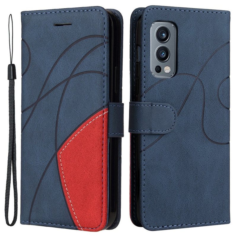 Folio Deksel Til OnePlus Nord 2 5G Tofarget Signatur Imitert Skinn