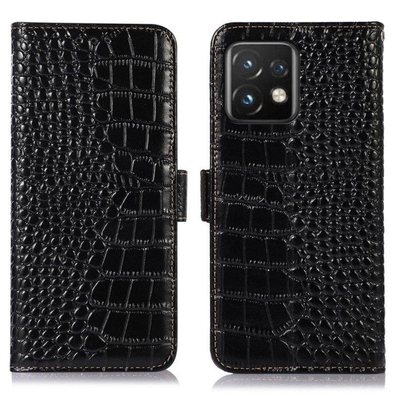 Folio Deksel Til Motorola Edge 40 Pro Krokodillestil Rfid