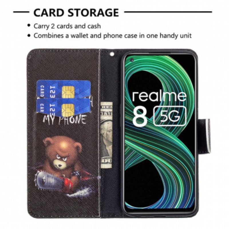 Folio Deksel Til Realme 8 5G Farlig Bjørn