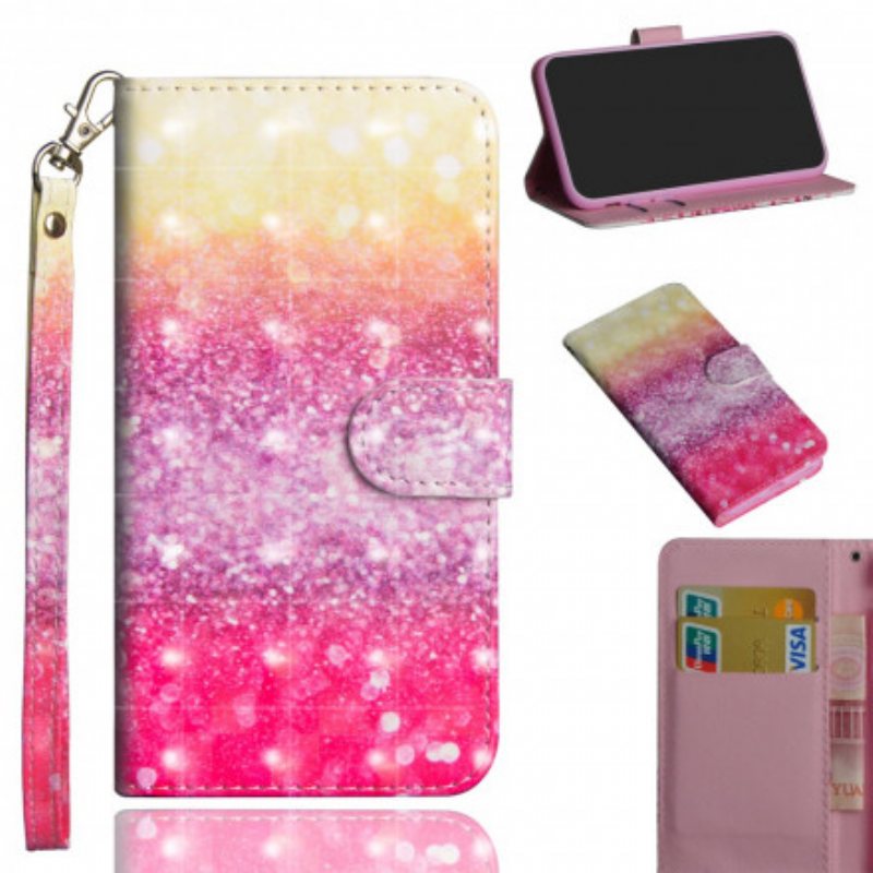 Folio Deksel Til Google Pixel 4A Magenta Glittergradient