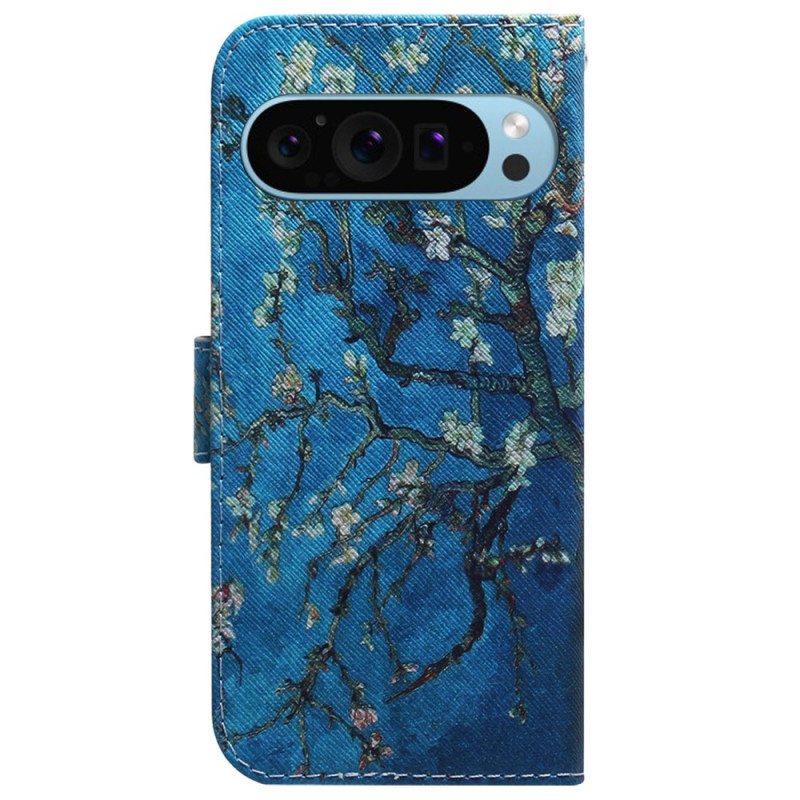 Folio Deksel Google Pixel 9 Blomster Aprikos Beskyttelse Deksel