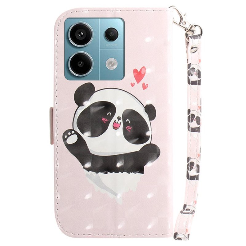 Folio Deksel Poco X6 5g Panda Love Med Stropp Beskyttelse Deksel
