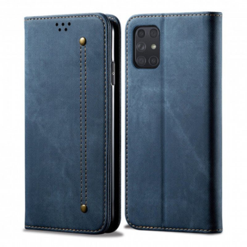 Beskyttelse Deksel Til Samsung Galaxy A72 4G / A72 5G Folio Deksel Denim Stoff