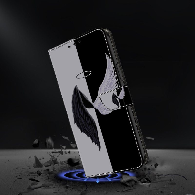 Folio Deksel Xiaomi 14 Pro Svarte Og Hvite Vinger