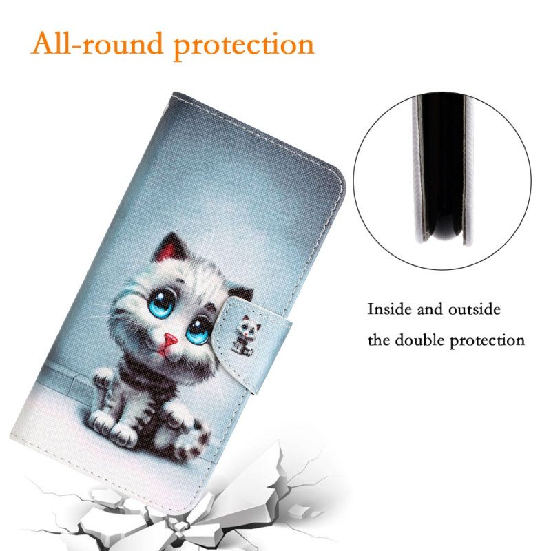 Folio Deksel Poco C65 Blue Eyed Cat Med Stropp