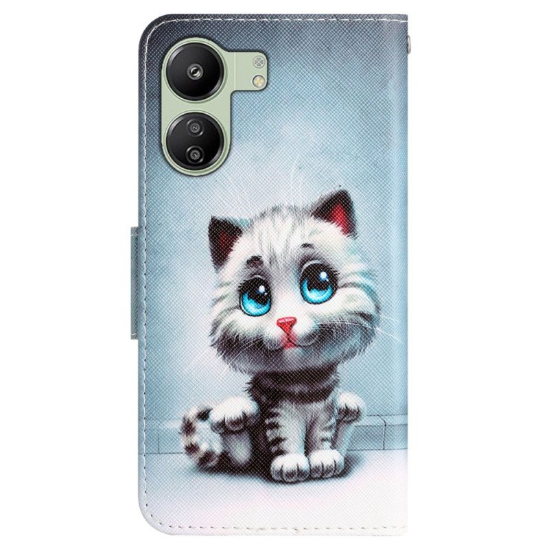 Folio Deksel Poco C65 Blue Eyed Cat Med Stropp