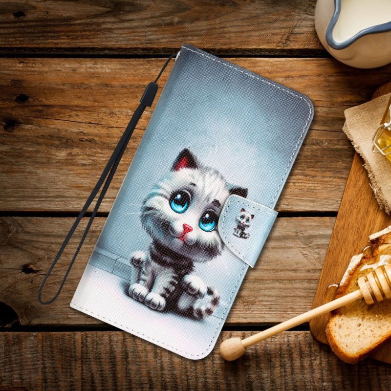 Folio Deksel Poco C65 Blue Eyed Cat Med Stropp