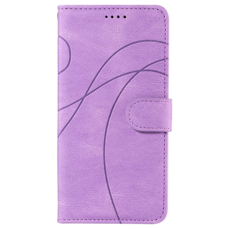 Lærdeksel Folio Deksel Samsung Galaxy S24 Fe Mobildeksel Bølgelinje