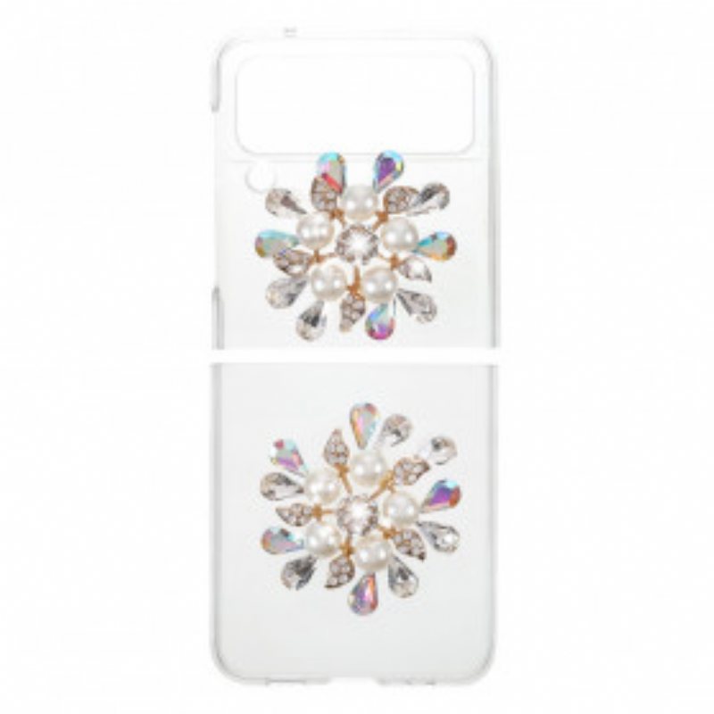 Deksel Til Samsung Galaxy Z Flip 3 5G Folio Deksel Blomster Edelsten