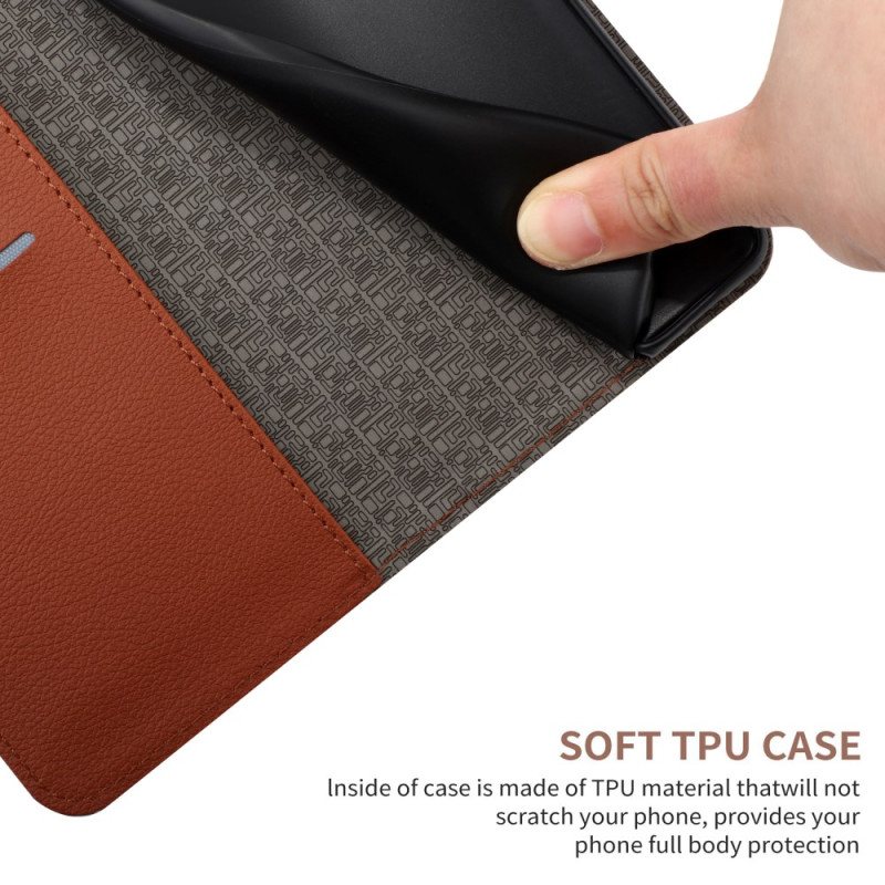 Lærdeksel Folio Deksel Samsung Galaxy S24 5g Mobildeksel Diskrete Diamanter Med Stropp