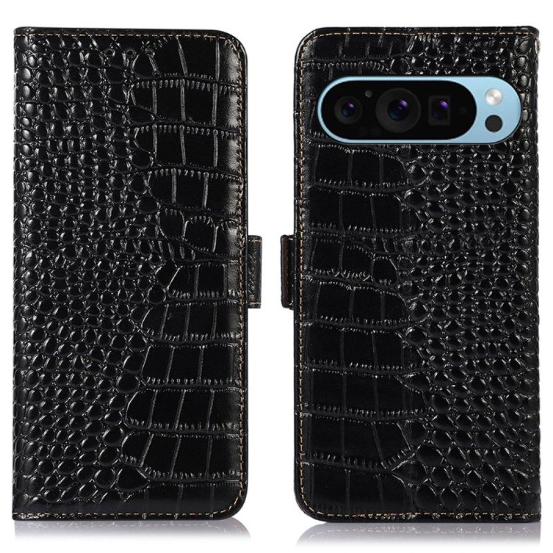 Folio Deksel Til Google Pixel 9 Pro Krokodilletekstur Rfid-blokkering