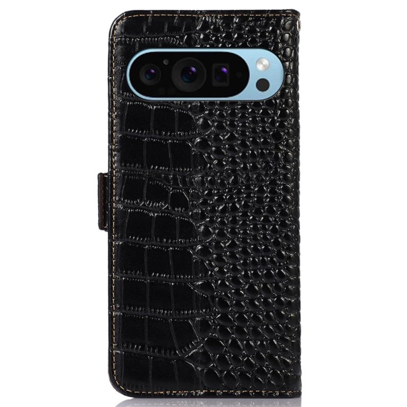 Folio Deksel Til Google Pixel 9 Pro Krokodilletekstur Rfid-blokkering