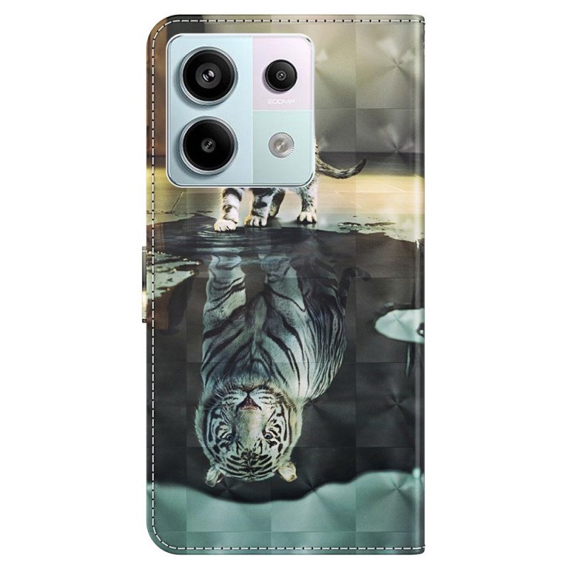 Folio Deksel Til Xiaomi Redmi Note 13 5g Katt Og Tiger Med Stropp