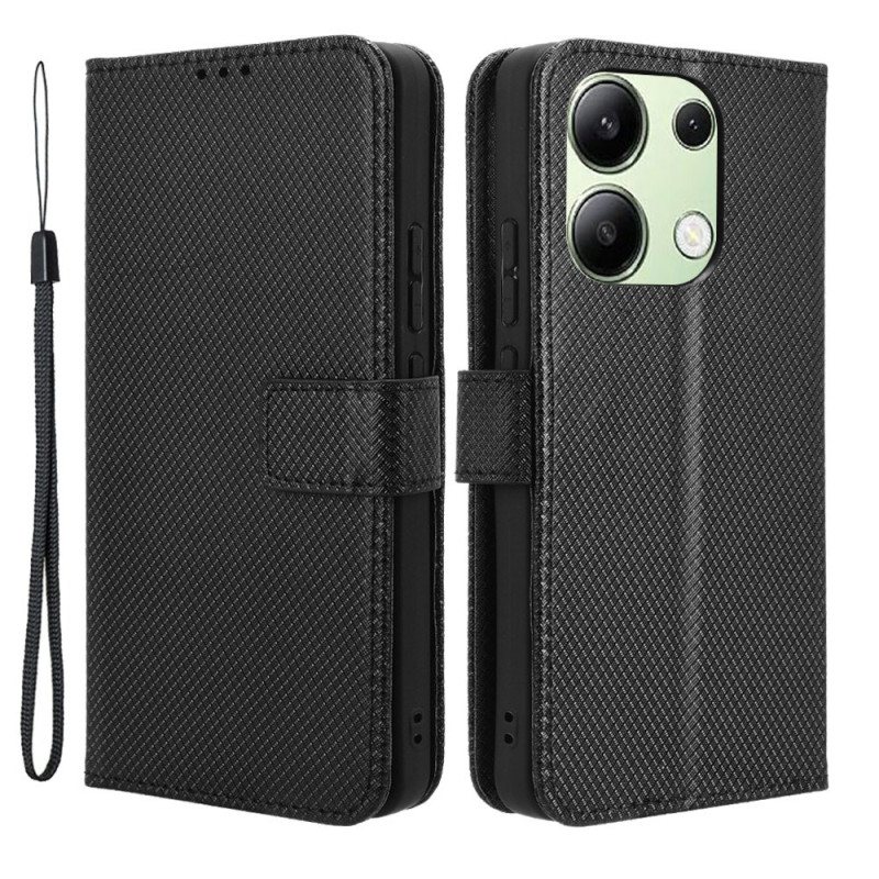 Folio Deksel Til Xiaomi Redmi Note 13 4g Strappy Preget Tekstur
