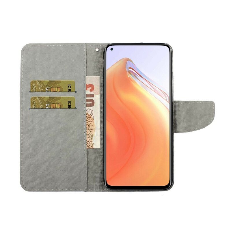 Folio Deksel Til Xiaomi Mi 10T / 10T Pro Butterflies Floral Lanyard