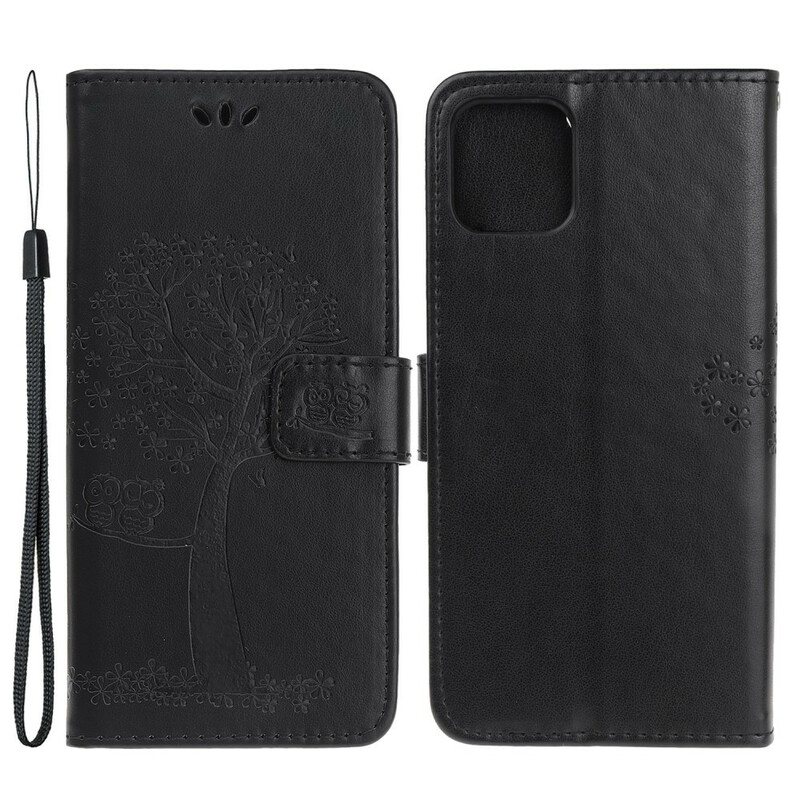 Folio Deksel Til iPhone 13 Pro Med Kjede Stringtre Og Ugler