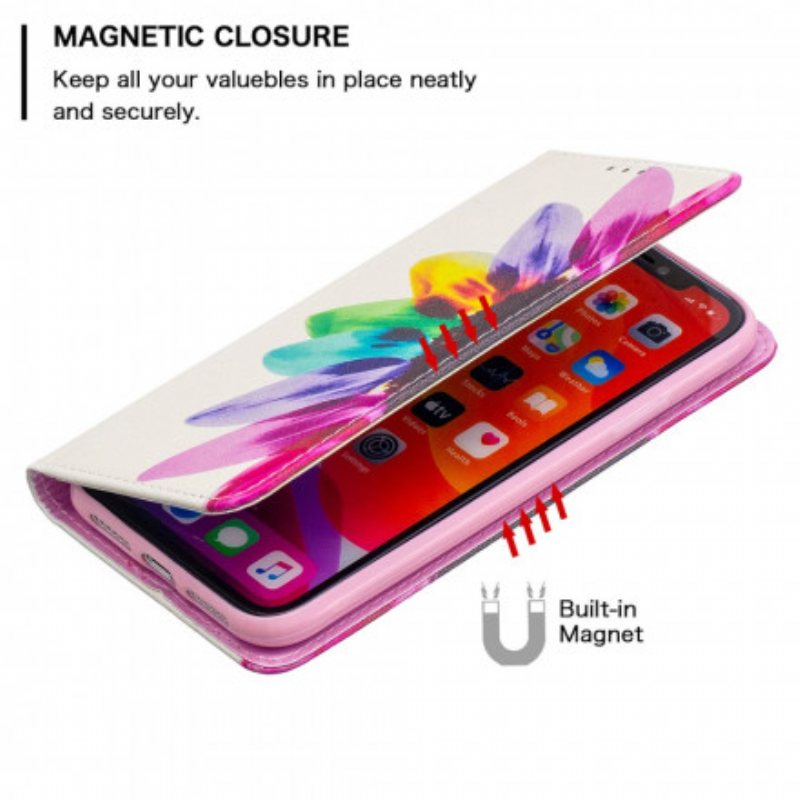 Beskyttelse Deksel Til iPhone 11 Folio Deksel Akvarell Blomst