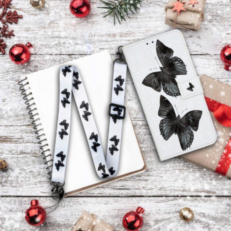 Folio Deksel Til iPhone 11 Med Kjede Butterfly Justerbar Stropp