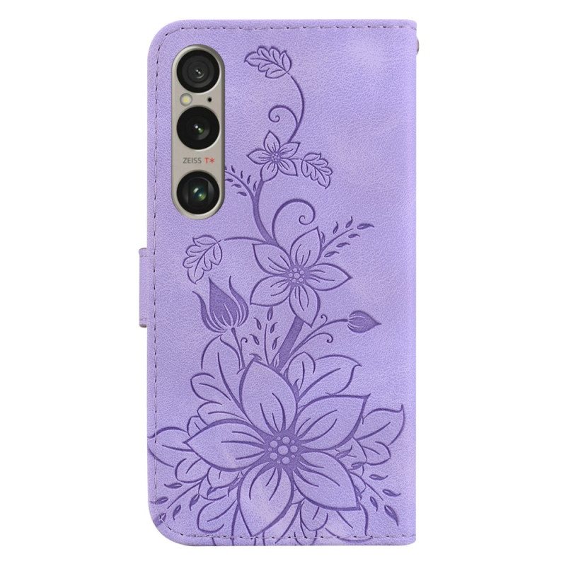 Folio Deksel Sony Xperia 1 Vi Blomstermønster Med Stropp